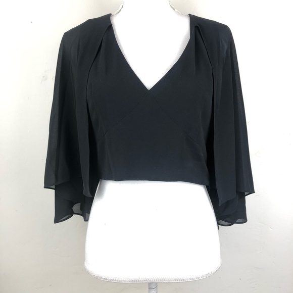 Nasty Gal Tops - Nasty Gal | Black Chiffon Cropped Cape Top New L